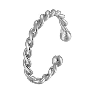 Silver ring - braided balls - rhodium silver - 10