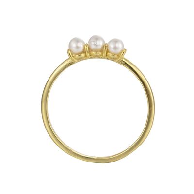 Silver ring - pearl - gold plated silver - 10