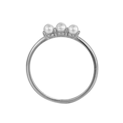 Silver ring - pearl - rhodium silver - 10