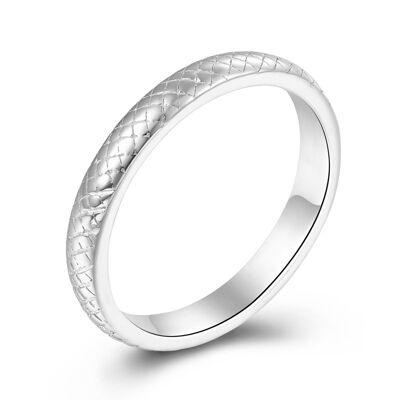 Silver ring - stripes - 10 - rhodium silver