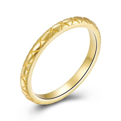 Anillo plata - zig zag - 10 - plata chapado oro