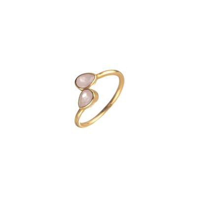 Anello minerale - 5*6mm - quarzo rosa - placcato oro