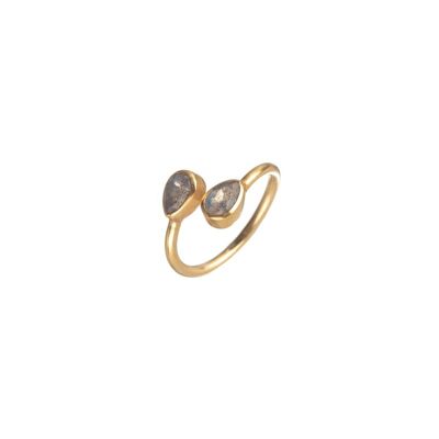 Mineral ring - 5*6mm - labradorite - gold plated