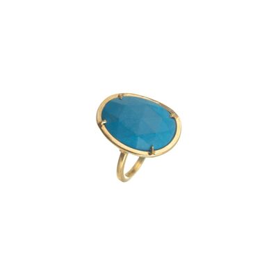 Mineral ring - 15*20 - gold plated - turquoise