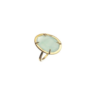 Mineral ring - 15*20mm - gold plated - chalcedony