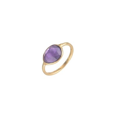 Mineral ring - 9*11mm - gold plated - amethyst