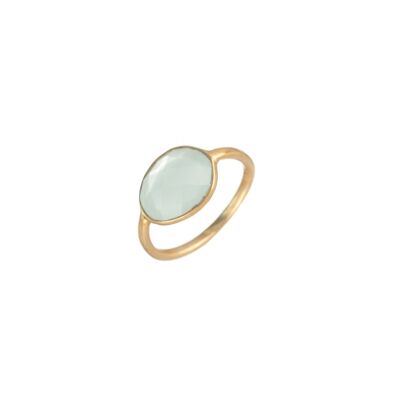 Mineral ring - 9*11mm - gold plated - chalcedony