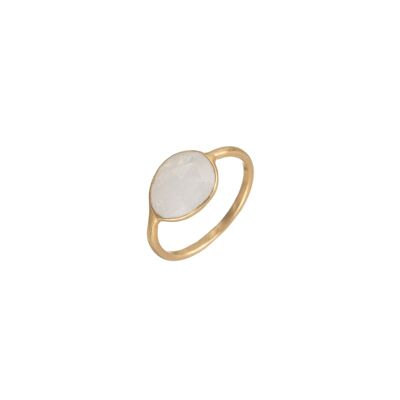 Mineral ring - 9*11mm - moonstone - gold plated