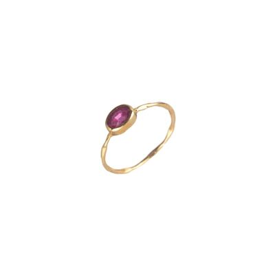 Mineral ring - 12 - ruby - gold plated