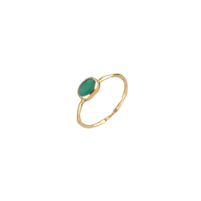 Anillo mineral - 16 - onix verde - bañado oro