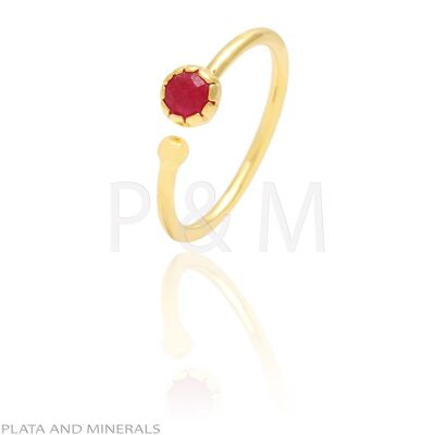 -Mineral ring - 12 - ruby - gold plated silver -