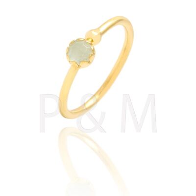 Mineral ring - 16 - gold plated silver - chalcedony