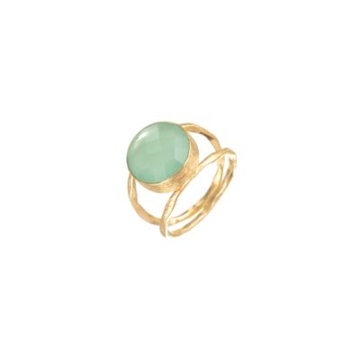 Mineral ring - 14 - gold plated - chalcedony