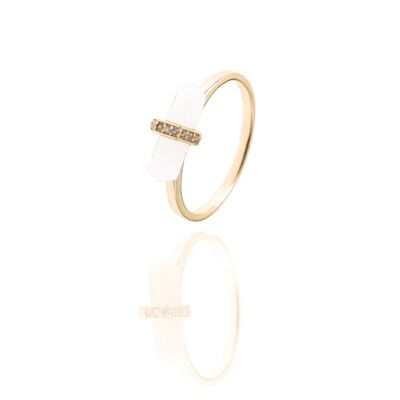 Mineral ring - 12 - gold plated silver - white quartz