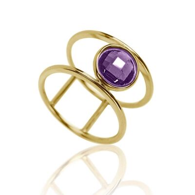 Mineral ring - 14 - gold plated silver - amethyst