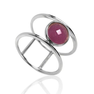 Bague minérale - argent rhodié - 12 - rubis