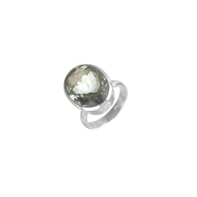 Mineral ring - 14*18mm - green agate - t14 - silver