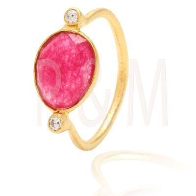 Mineral ring - 12 - ruby - gold plated silver -