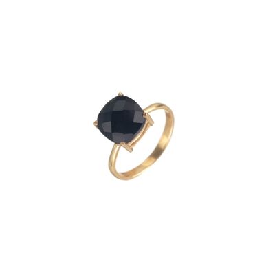 Anillo mineral - 10mm - 12 - chapado oro - onix