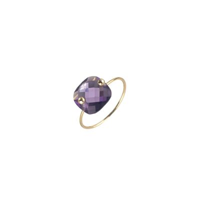 Mineral ring - 16 - gold plated silver - amethyst