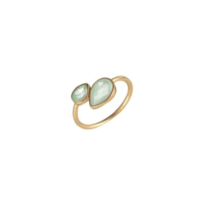 Anillo mineral - lagrima - 12 - bañado oro - calcedonia