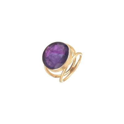 Mineral ring - 14mm - 12 - gold plated silver - amethyst