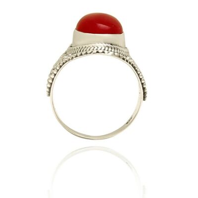 Mineral ring 10*14mm - rhodium silver - 16 - ruby