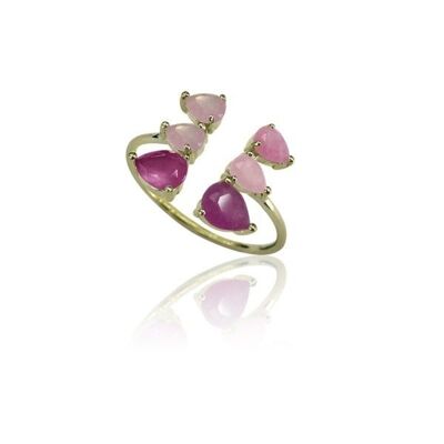 Mineral ring - 14 - ruby - gold plated silver