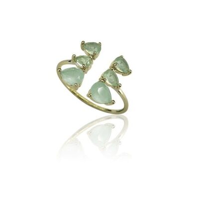 Mineral ring - 16 - gold plated silver - chalcedony -