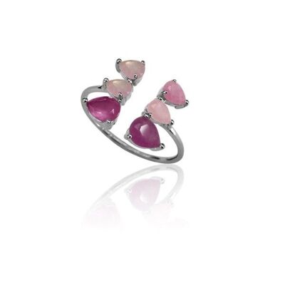 Mineral ring - rhodium silver - 12 - ruby -