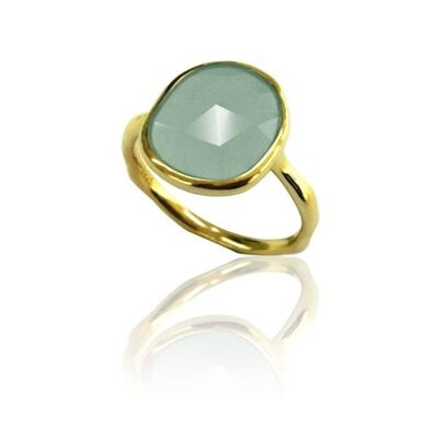 Mineral ring - 14*12 mm - 12 - gold plated silver - chalcedony
