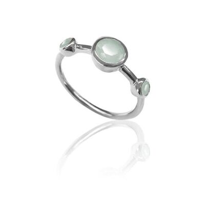 Mineral ring - 3 minerals - rhodium silver - 12 - chalcedony
