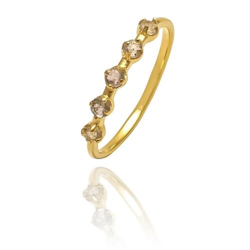 Anillo mineral - 5 cz - 2mm - chapado oro - 10 - labradorita