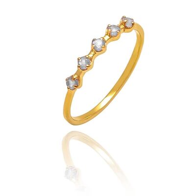 Moonstone mineral ring - t10 - gold plated