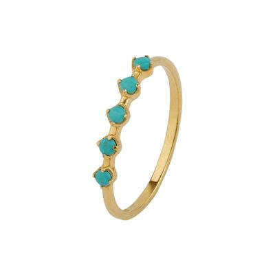 Turquoise mineral ring - t10 - gold plated