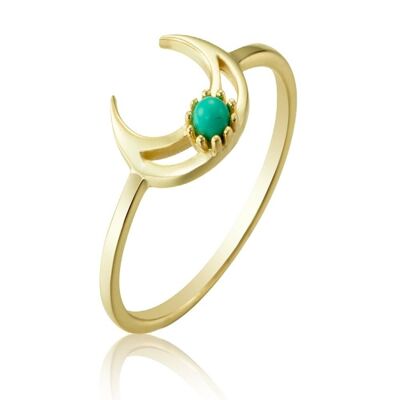 Horn ring - turquoise - t10 - gold plated