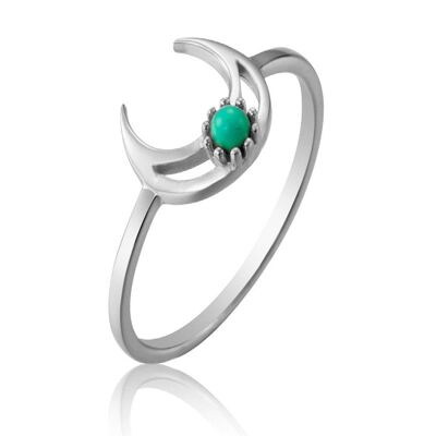 Horn ring - turquoise - t10 - rhodium silver