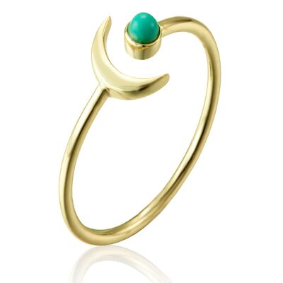 Mineral ring - moon - gold plated - t10