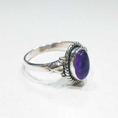 Mineral ring - 5*7mm - amethyst - t12 - silver