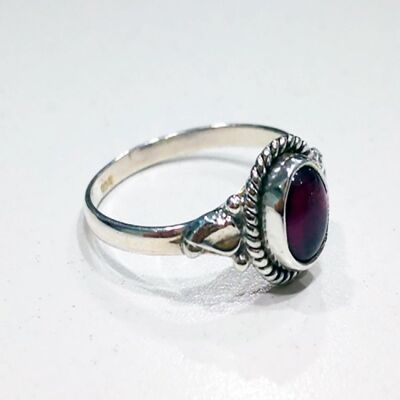 Mineral ring - 5*7mm - garnet - t12 - silver