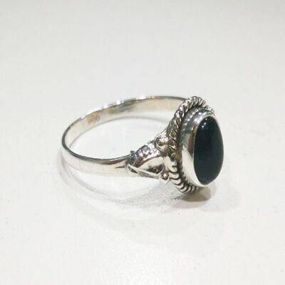 Mineral ring - 5*7mm - black onyx - t12 - silver