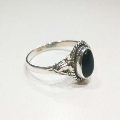 Mineralring - 5*7mm - schwarzer Onyx - t12 - Silber