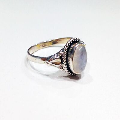Mineral ring - 5*7mm - moonstone - t12 - silver