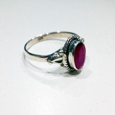 Anillo mineral - 5*7mm - rubi - t12 - plata