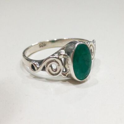 Anillo mineral - 5*7mm - esmeralda - t12 - plata