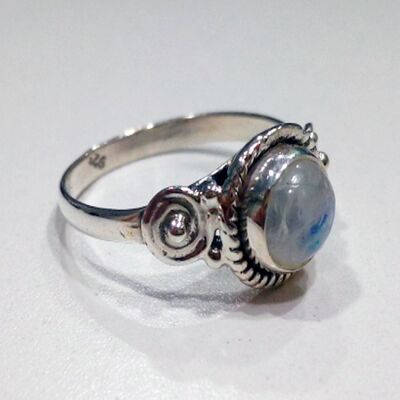Round mineral ring - 9mm - moonstone - t12 - silver