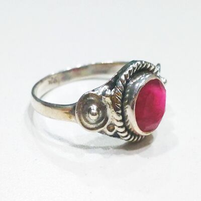 Round mineral ring - 9mm - ruby - t12 - silver