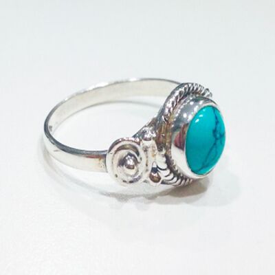 Round mineral ring - 9mm - turquoise - t12 - silver
