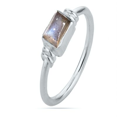 Mineral ring - 6*4mm - labradorite - t12 - silver