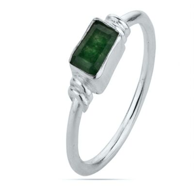 Mineral ring - 6*4mm - green onyx - t14 - silver